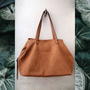 Big Brown Tote with Zipper
